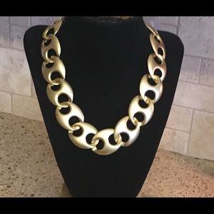 Vintage Brushed Gold Tone Necklace Made In Korea